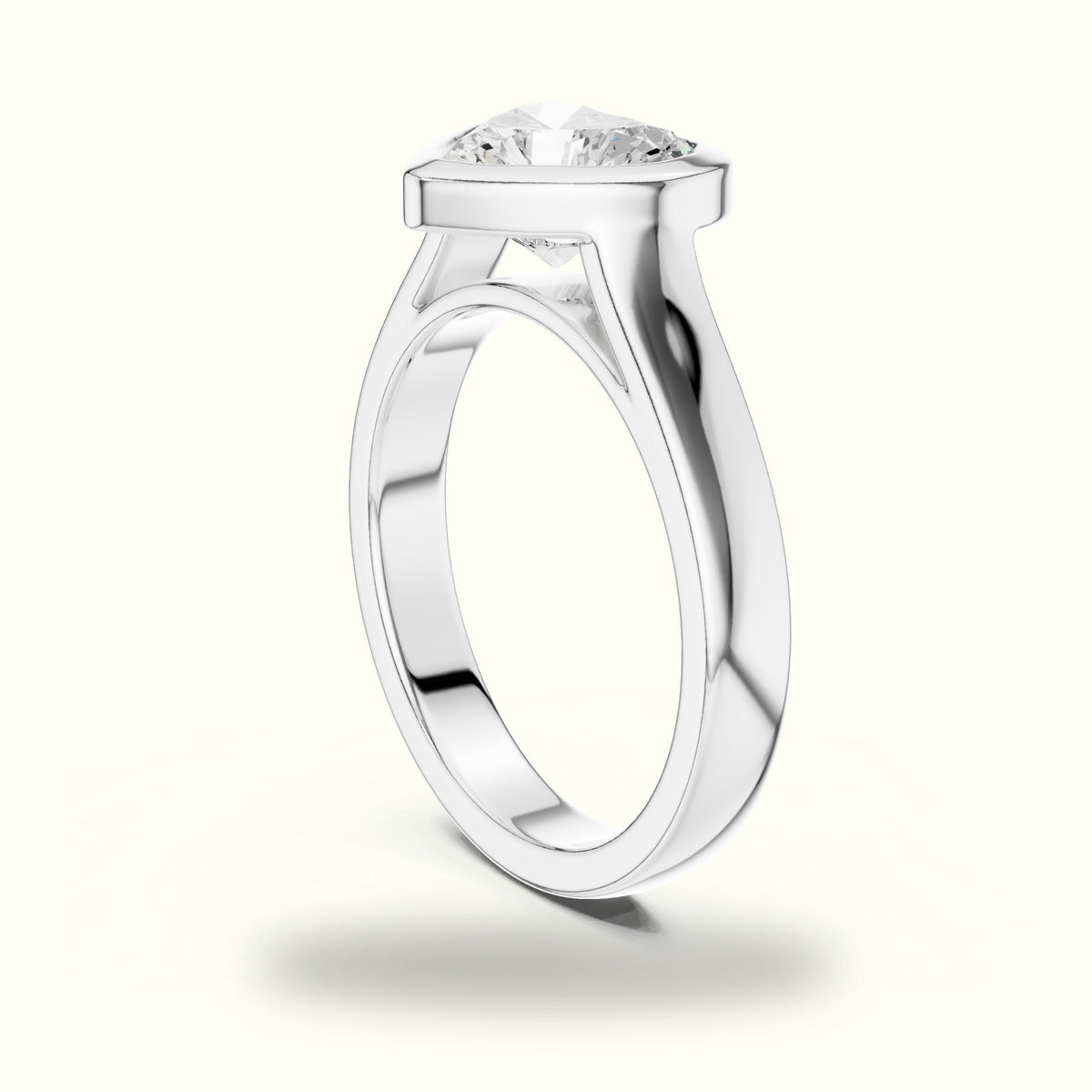 Bezel Solitaire Heart Lab-Grown Diamond Ring — White gold, view 1 | Crystal N Cuts