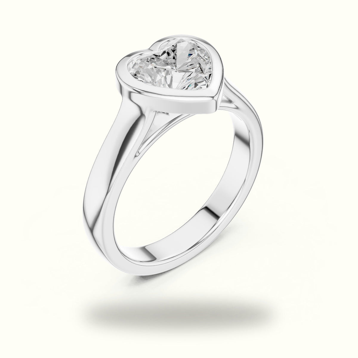 Bezel Solitaire Heart Lab-Grown Diamond Ring — White gold, view 2 | Crystal N Cuts
