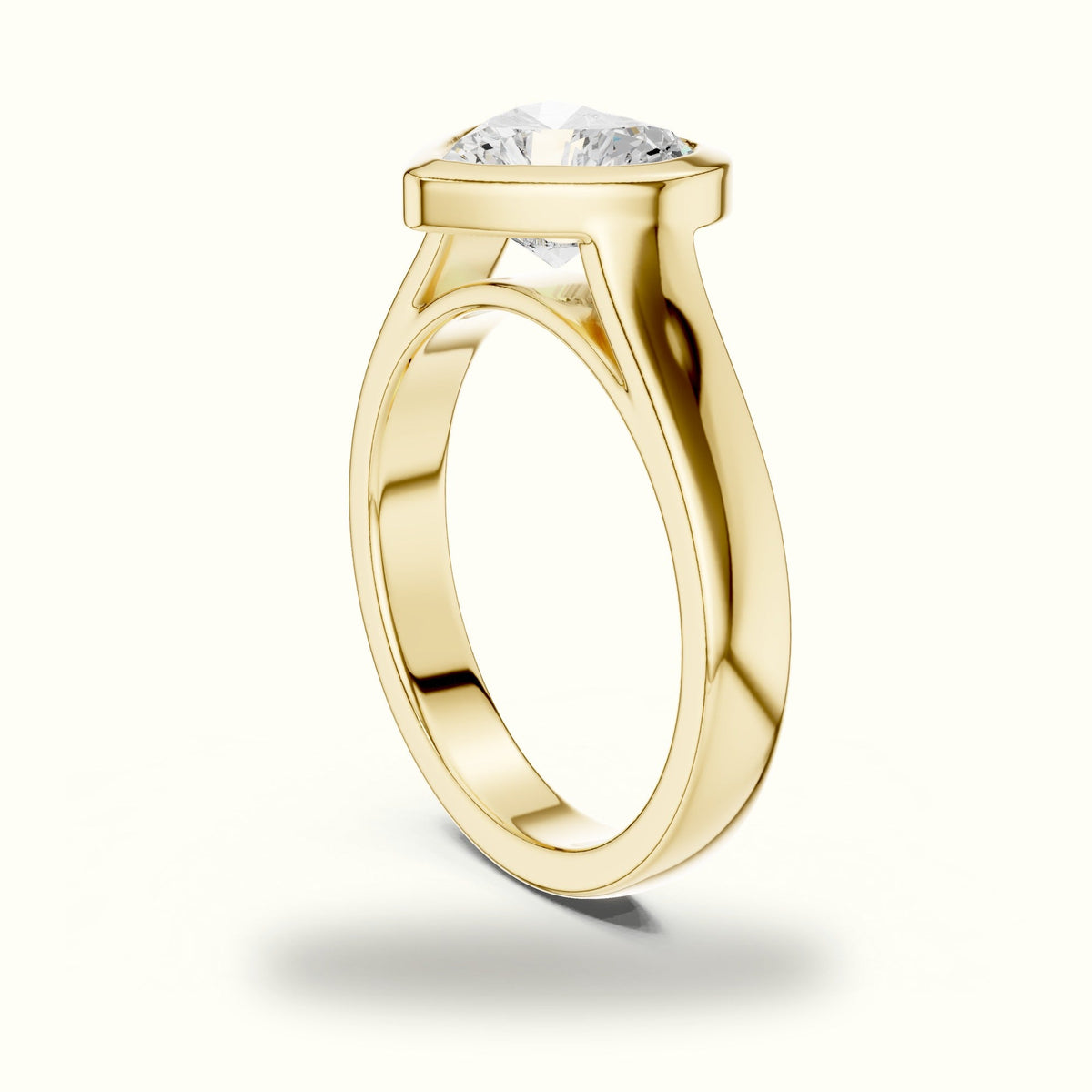 Bezel Solitaire Heart Lab-Grown Diamond Ring — Yellow gold, view 1 | Crystal N Cuts