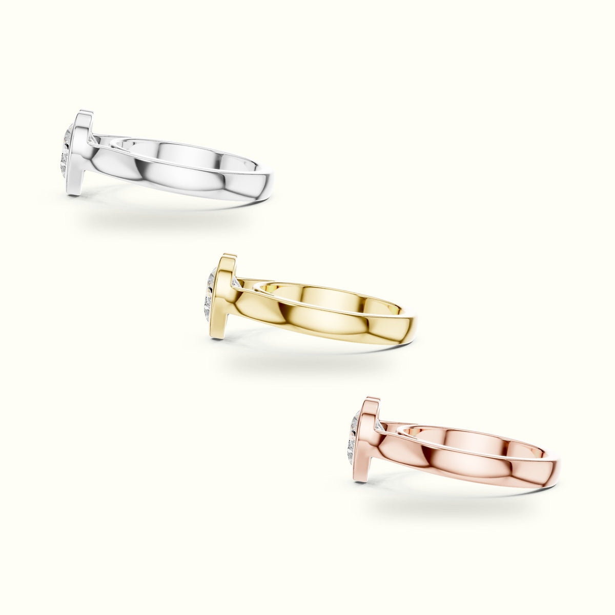 Bezel Solitaire Heart Lab-Grown Diamond Ring — Yellow gold, in yellow, white and rose gold | Crystal N Cuts