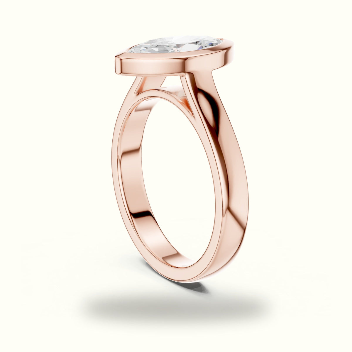Marquise Solitaire Bezel Set Lab-Grown Diamond Ring — Rose gold, view 1 | Crystal N Cuts