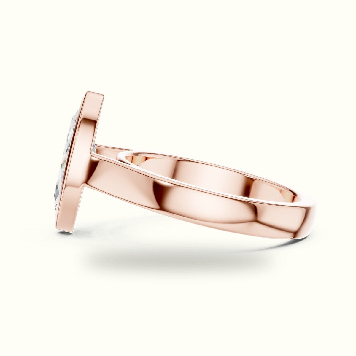Marquise Solitaire Bezel Set Lab-Grown Diamond Ring — Rose gold, view 3 | Crystal N Cuts