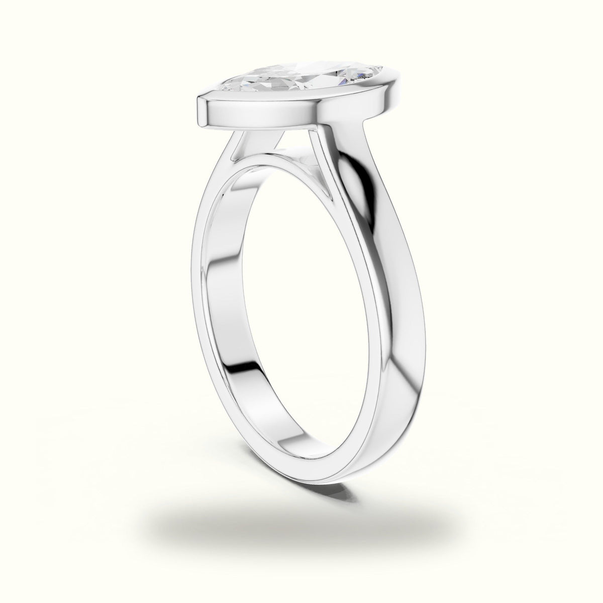 Marquise Solitaire Bezel Set Lab-Grown Diamond Ring — White gold, view 1 | Crystal N Cuts