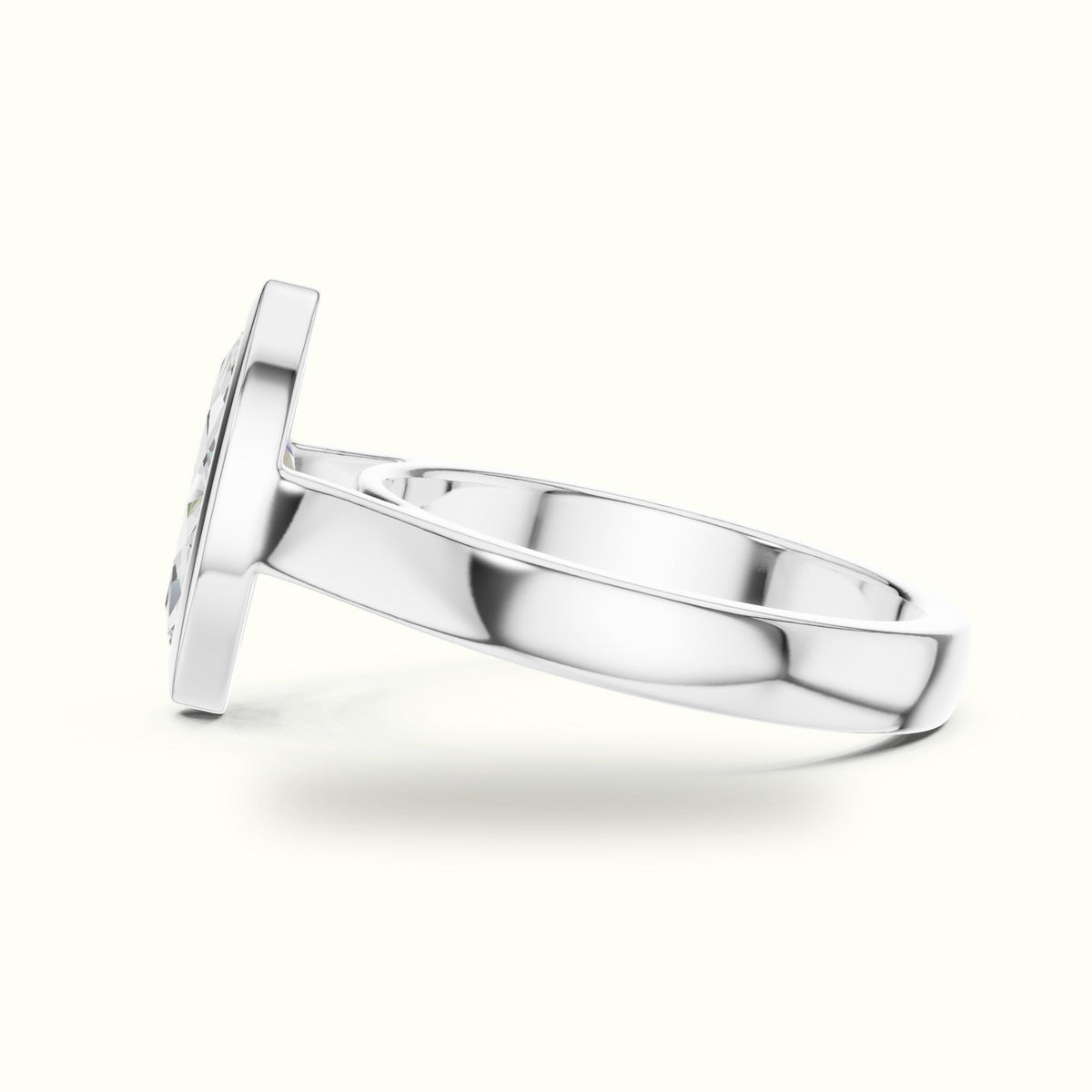 Marquise Solitaire Bezel Set Lab-Grown Diamond Ring — White gold, view 3 | Crystal N Cuts