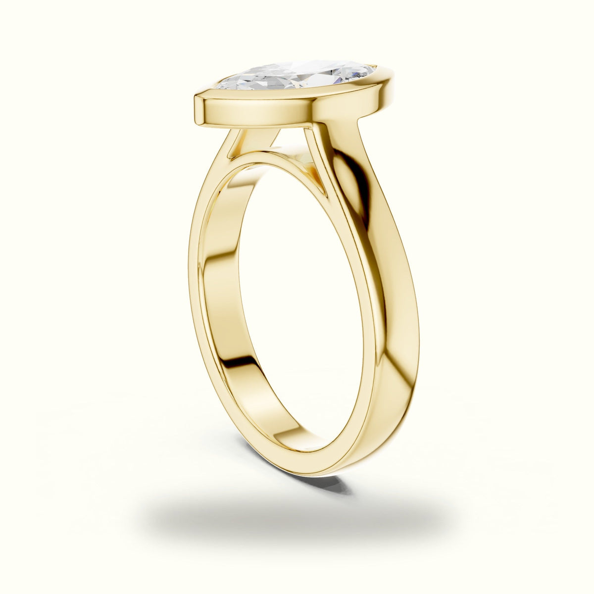 Marquise Solitaire Bezel Set Lab-Grown Diamond Ring — Yellow gold, view 1 | Crystal N Cuts