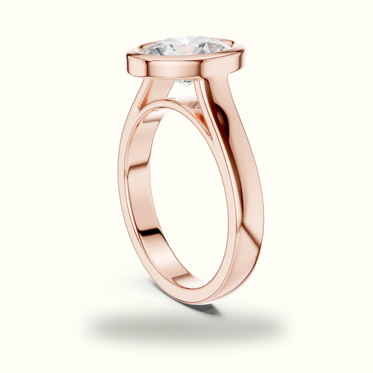 Oval Cathedral Bezel Lab-Grown Diamond Solitaire Ring — Rose gold, view 1 | Crystal N Cuts