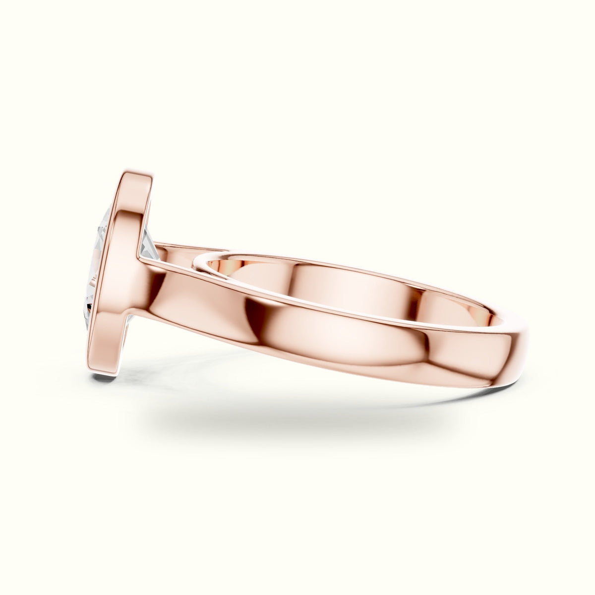 Oval Cathedral Bezel Lab-Grown Diamond Solitaire Ring — Rose gold, view 3 | Crystal N Cuts