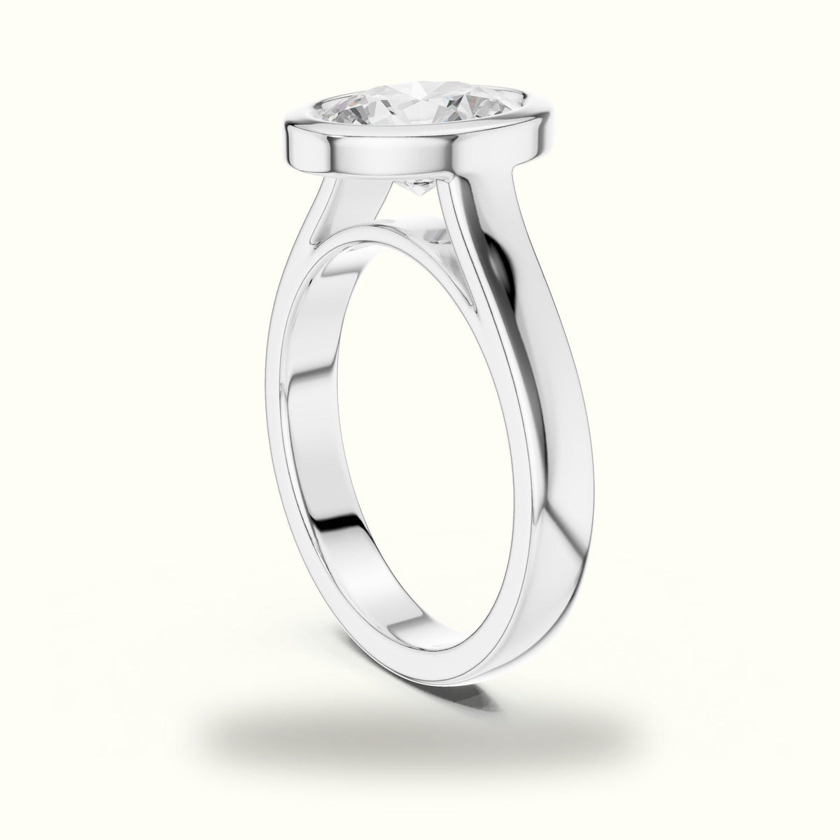 Oval Cathedral Bezel Lab-Grown Diamond Solitaire Ring — White gold, view 1 | Crystal N Cuts