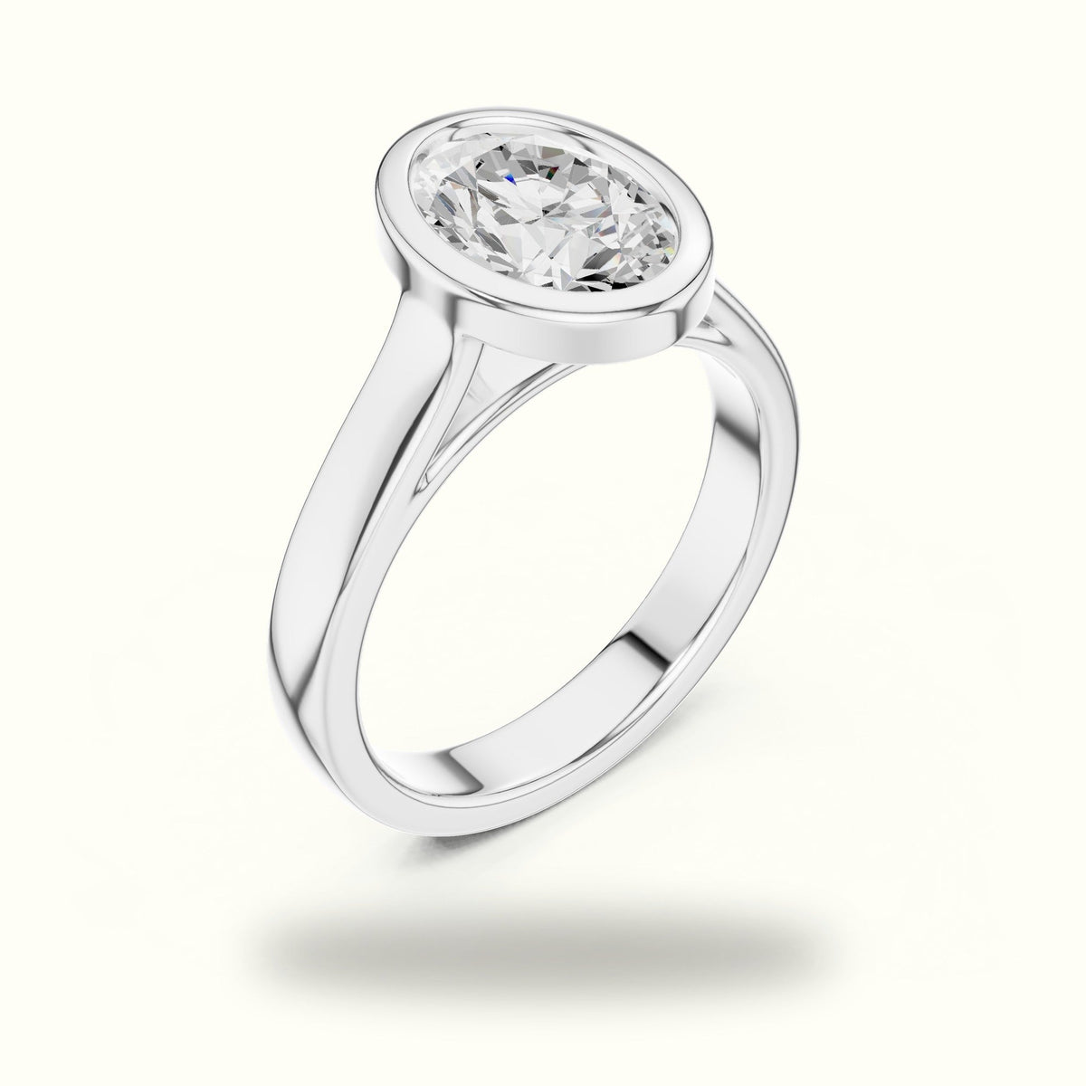 Oval Cathedral Bezel Lab-Grown Diamond Solitaire Ring — White gold, view 2 | Crystal N Cuts
