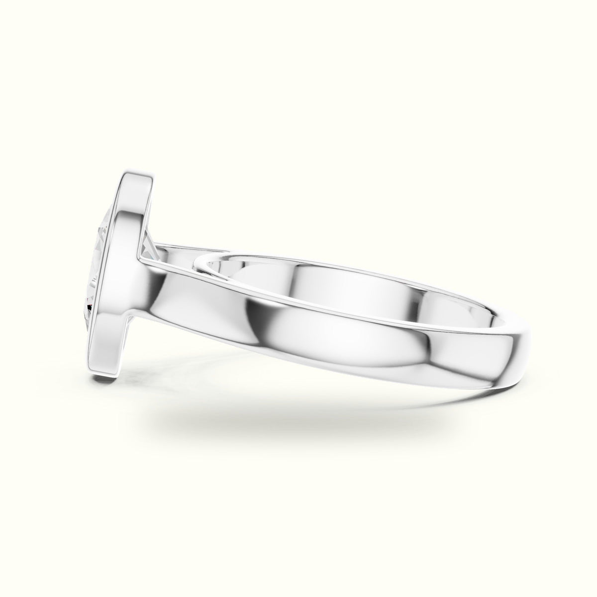 Oval Cathedral Bezel Lab-Grown Diamond Solitaire Ring — White gold, view 3 | Crystal N Cuts