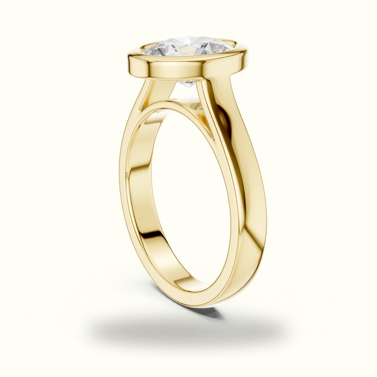 Oval Cathedral Bezel Lab-Grown Diamond Solitaire Ring — Yellow gold, view 1 | Crystal N Cuts