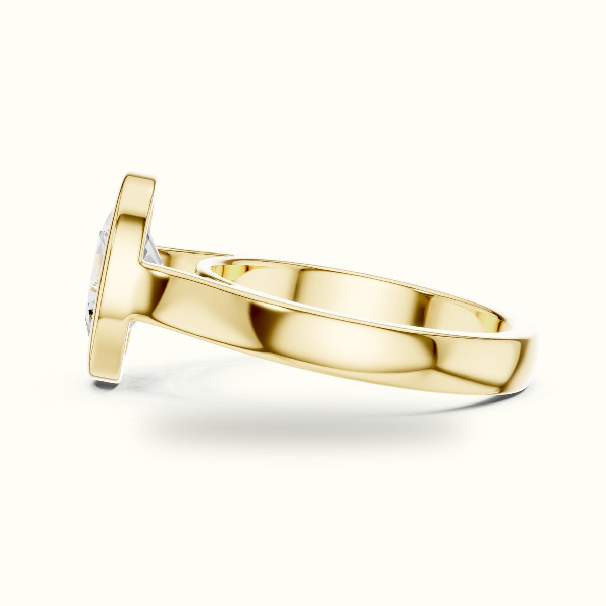 Oval Cathedral Bezel Lab-Grown Diamond Solitaire Ring — Yellow gold, view 3 | Crystal N Cuts