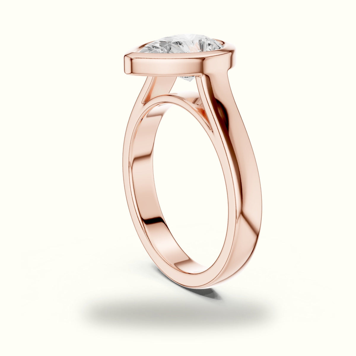 Pear Cathedral Bezel Lab-Grown Diamond Solitaire Ring — Rose gold, view 1 | Crystal N Cuts