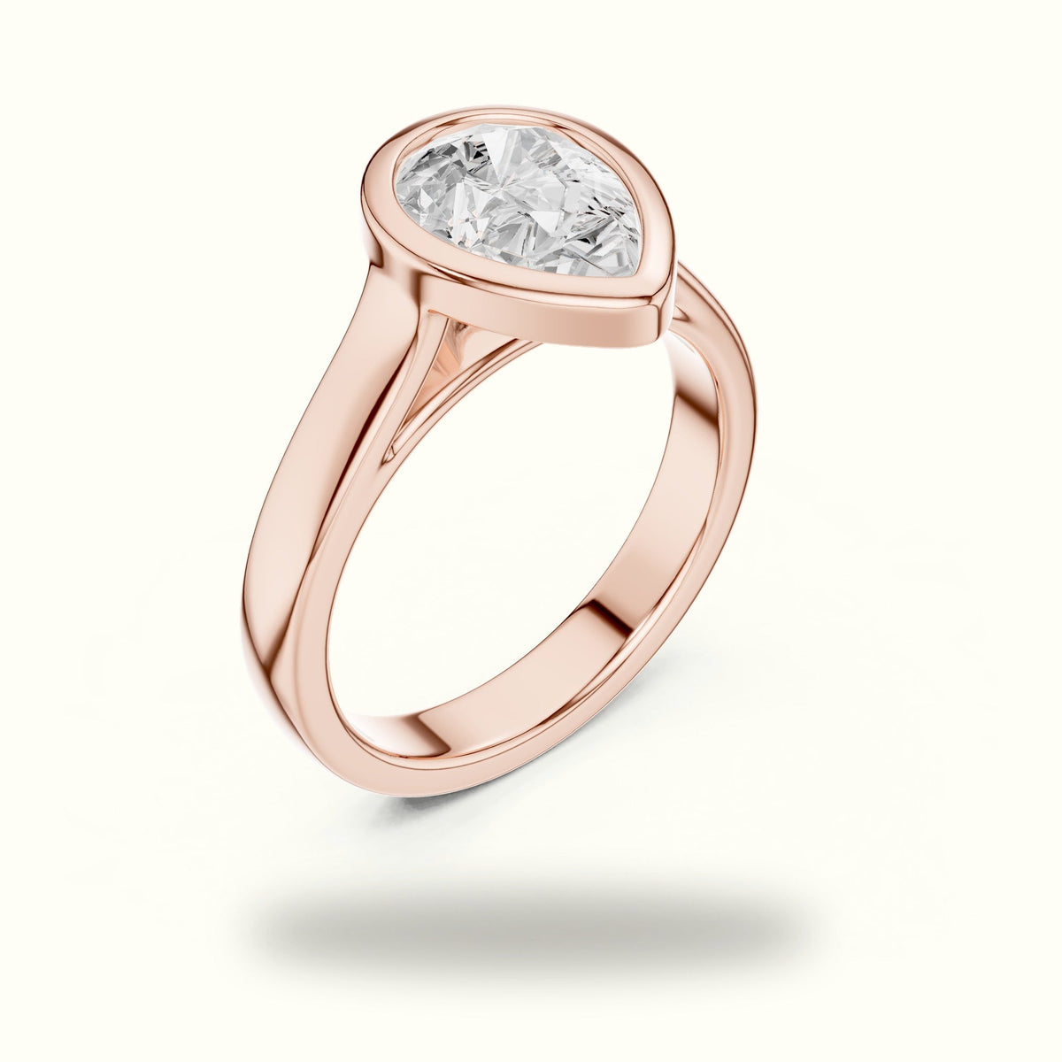 Pear Cathedral Bezel Lab-Grown Diamond Solitaire Ring — Rose gold, view 2 | Crystal N Cuts