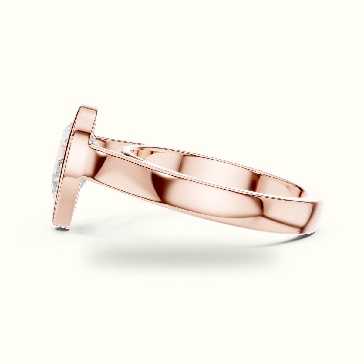 Pear Cathedral Bezel Lab-Grown Diamond Solitaire Ring — Rose gold, view 3 | Crystal N Cuts