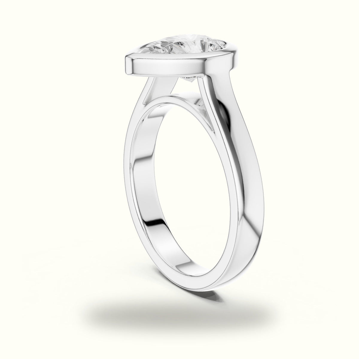 Pear Cathedral Bezel Lab-Grown Diamond Solitaire Ring — White gold, view 1 | Crystal N Cuts