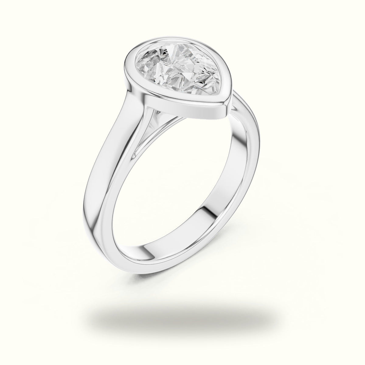 Pear Cathedral Bezel Lab-Grown Diamond Solitaire Ring — White gold, view 2 | Crystal N Cuts