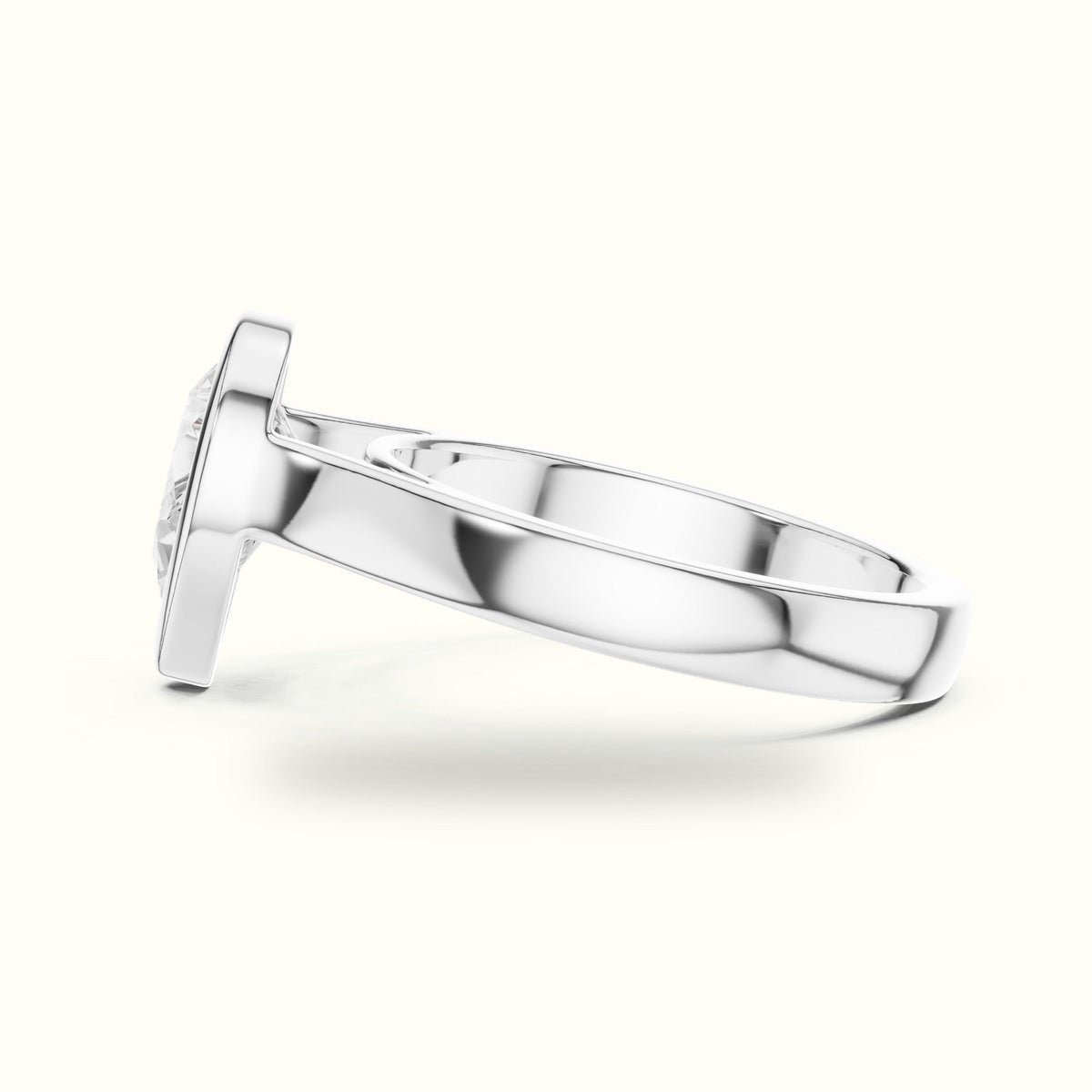 Pear Cathedral Bezel Lab-Grown Diamond Solitaire Ring — White gold, view 3 | Crystal N Cuts