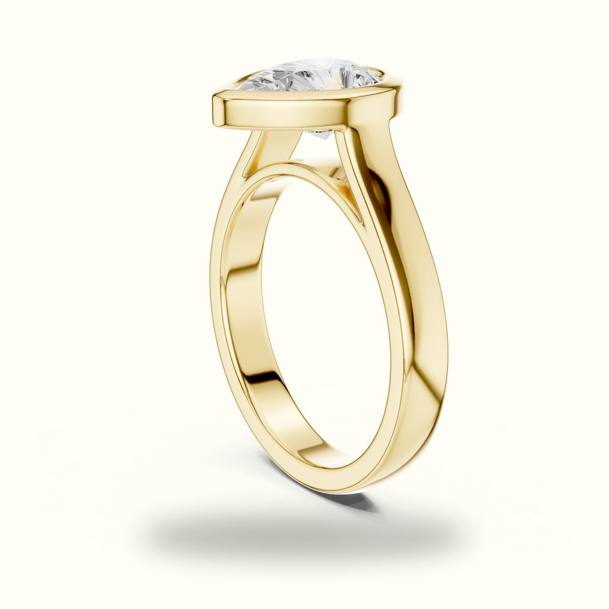Pear Cathedral Bezel Lab-Grown Diamond Solitaire Ring — Yellow gold, view 1 | Crystal N Cuts
