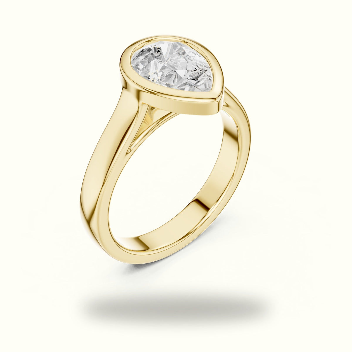 Pear Cathedral Bezel Lab-Grown Diamond Solitaire Ring — Yellow gold, view 2 | Crystal N Cuts