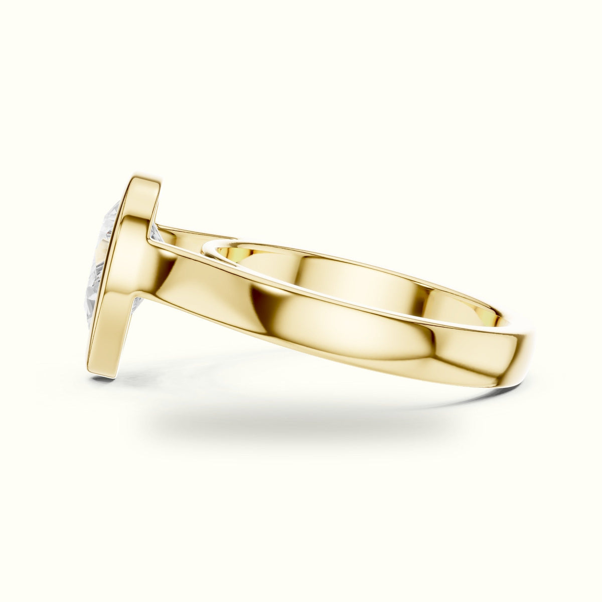 Pear Cathedral Bezel Lab-Grown Diamond Solitaire Ring — Yellow gold, view 3 | Crystal N Cuts