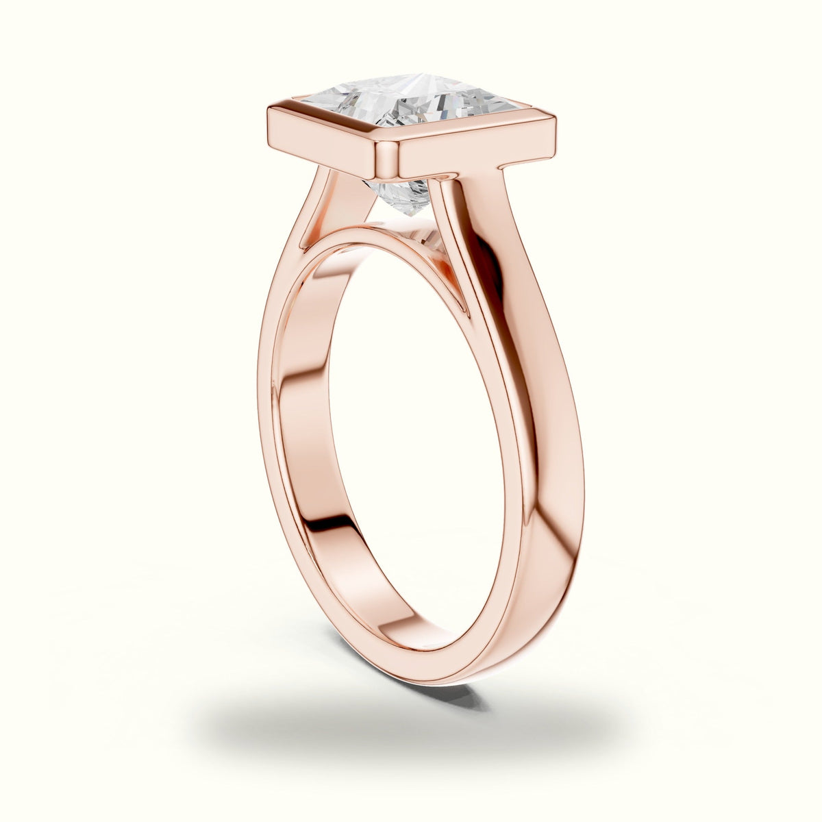 Princess Bezel Solitaire Lab-Grown Diamond Ring — Rose gold, view 1 | Crystal N Cuts
