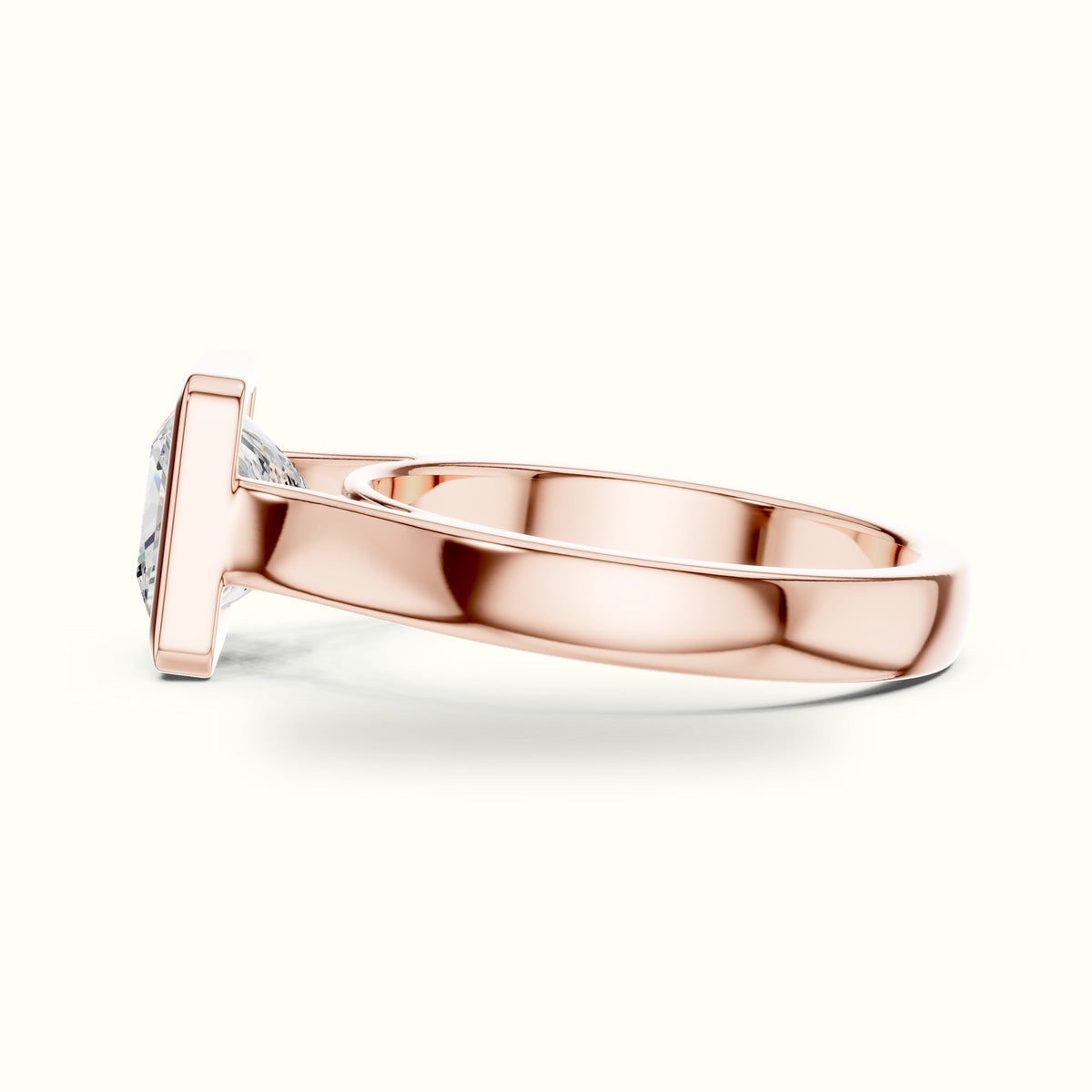 Princess Bezel Solitaire Lab-Grown Diamond Ring — Rose gold, view 3 | Crystal N Cuts