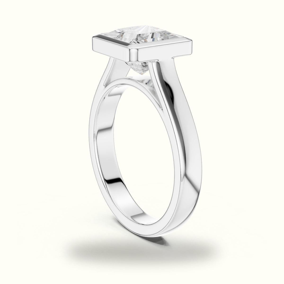 Princess Bezel Solitaire Lab-Grown Diamond Ring — White gold, view 1 | Crystal N Cuts