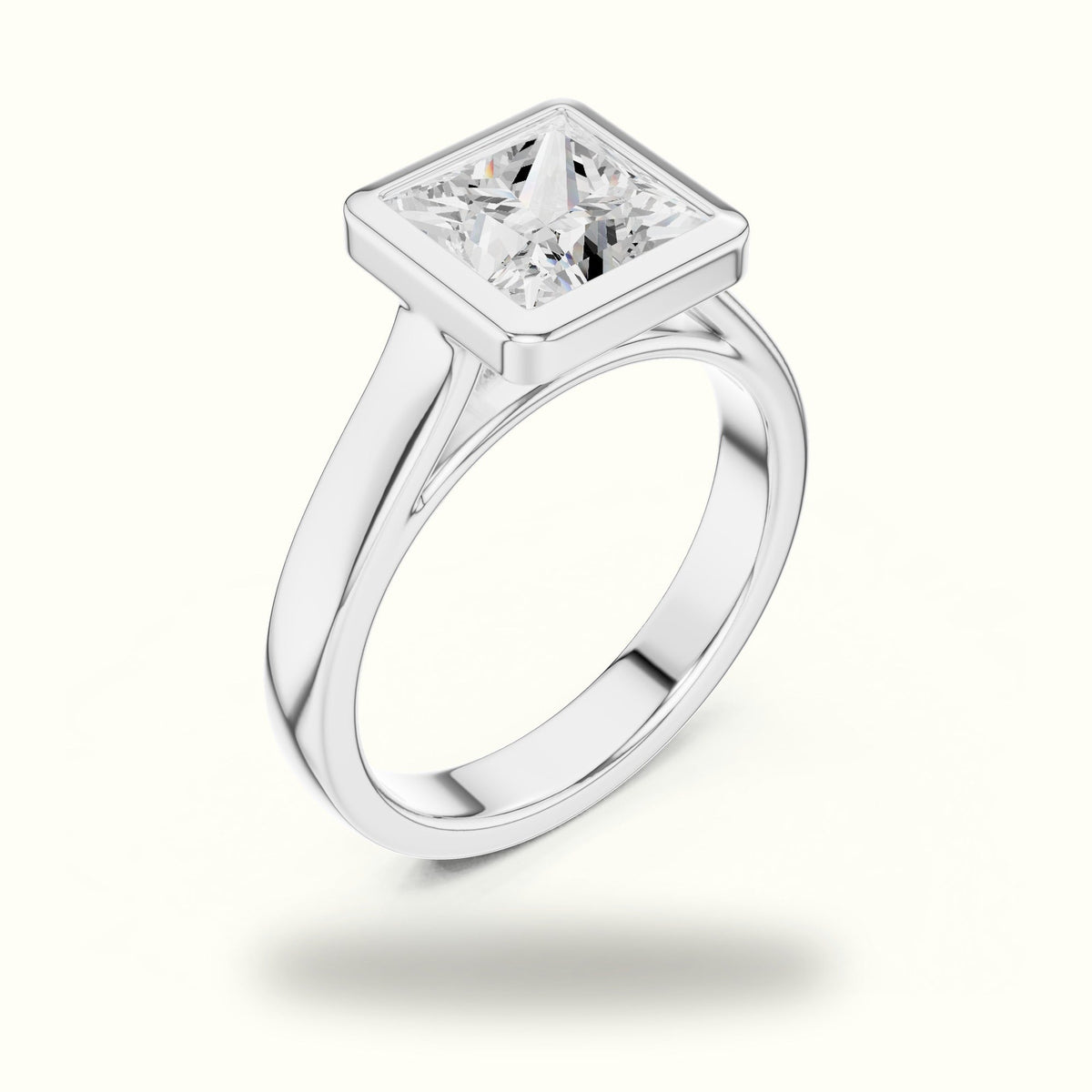 Princess Bezel Solitaire Lab-Grown Diamond Ring — White gold, view 2 | Crystal N Cuts