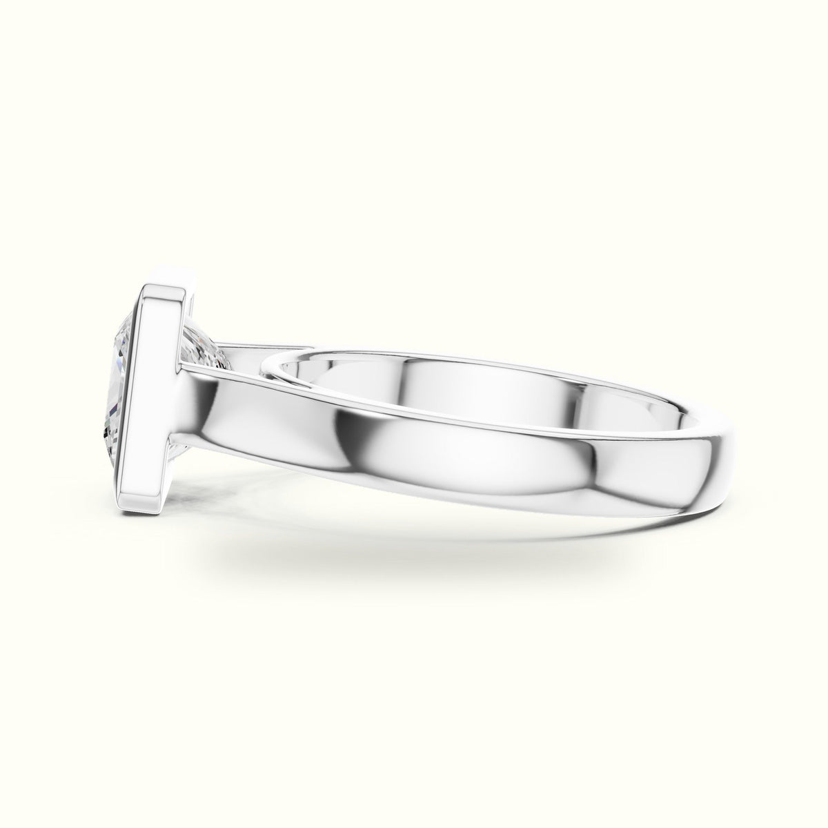 Princess Bezel Solitaire Lab-Grown Diamond Ring — White gold, view 3 | Crystal N Cuts