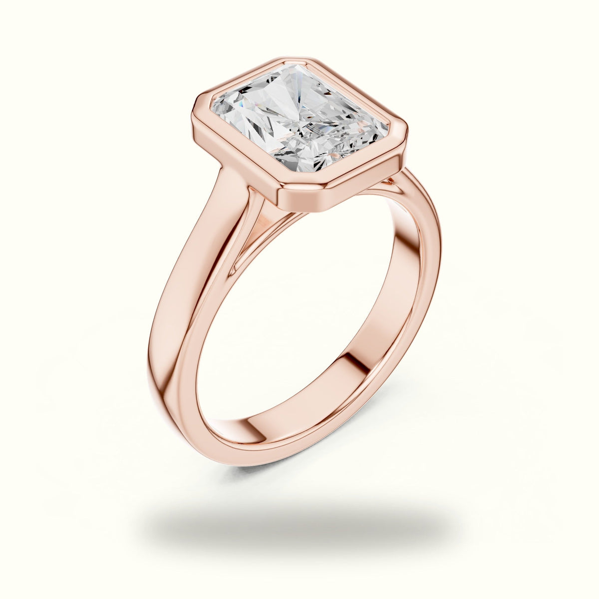 Radiant Bezel Lab-Grown Diamond Solitaire Ring — Rose gold, view 2 | Crystal N Cuts