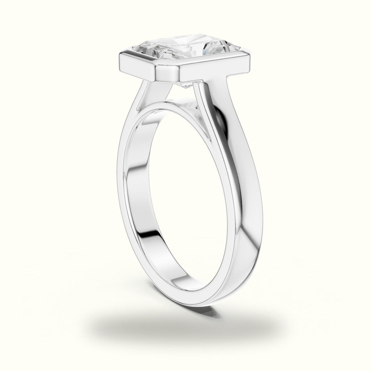 Radiant Bezel Lab-Grown Diamond Solitaire Ring — White gold, view 1 | Crystal N Cuts