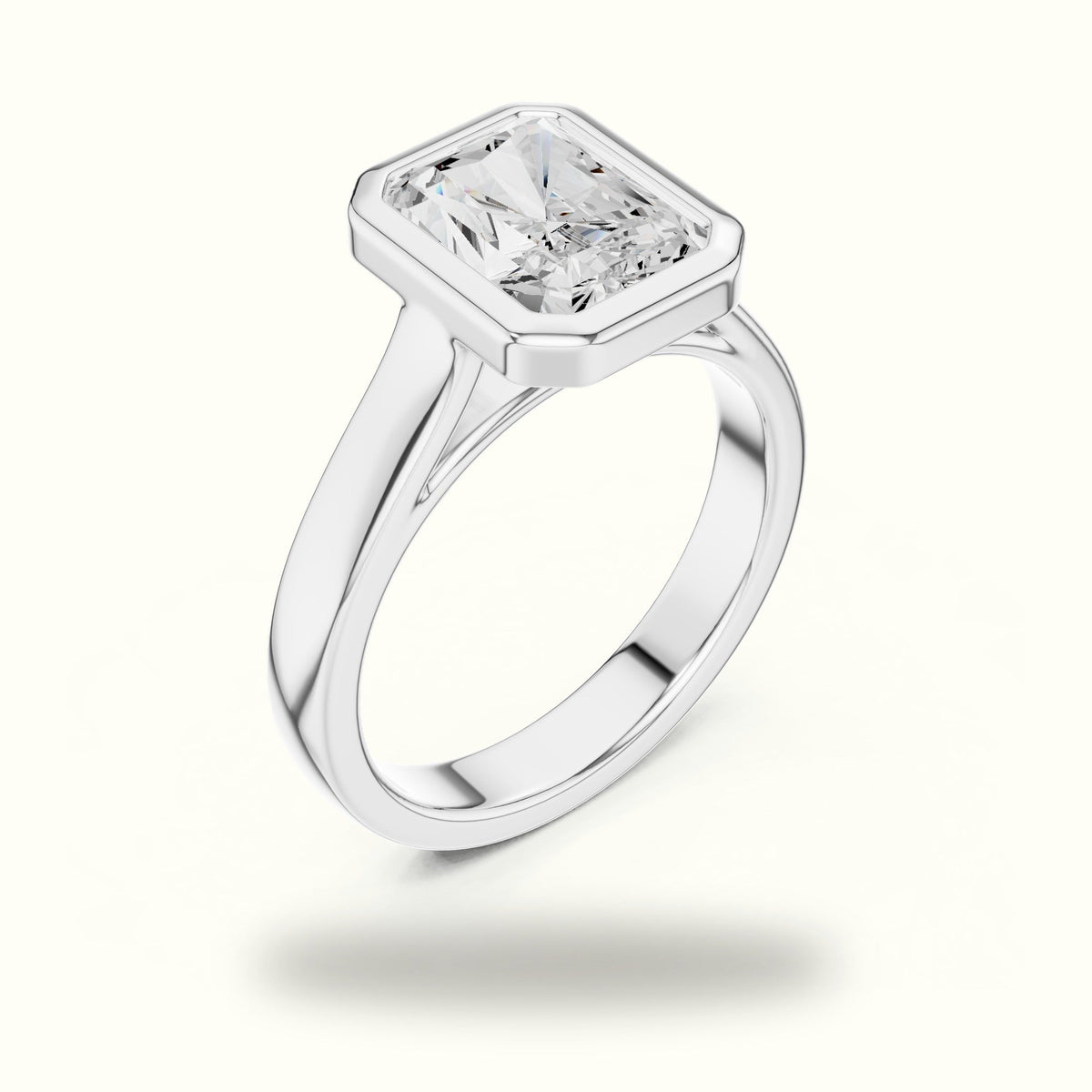 Radiant Bezel Lab-Grown Diamond Solitaire Ring — White gold, view 2 | Crystal N Cuts