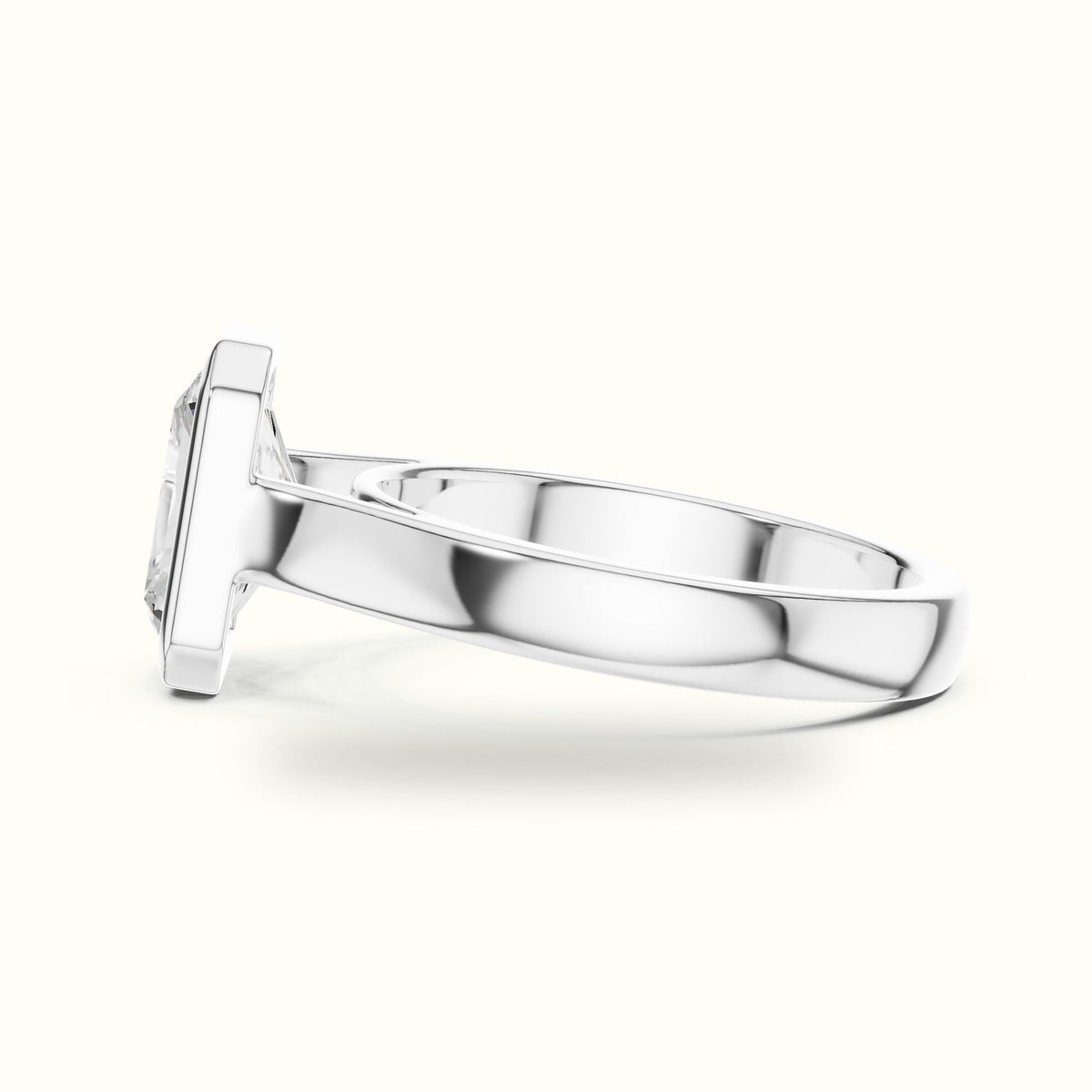 Radiant Bezel Lab-Grown Diamond Solitaire Ring — White gold, view 3 | Crystal N Cuts