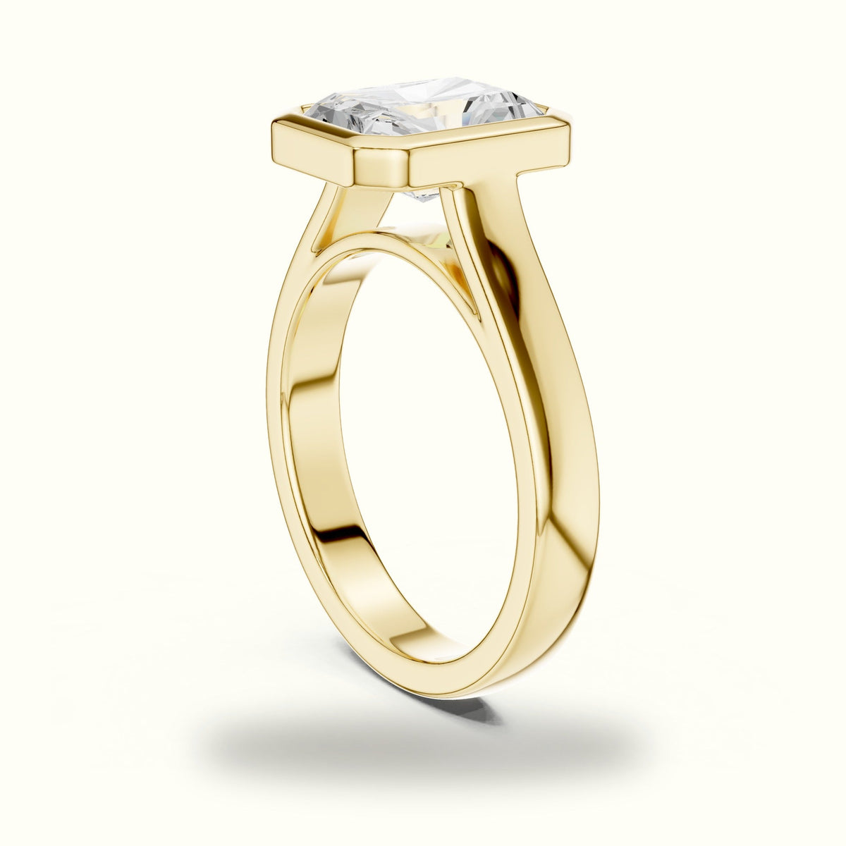 Radiant Bezel Lab-Grown Diamond Solitaire Ring — Yellow gold, view 1 | Crystal N Cuts