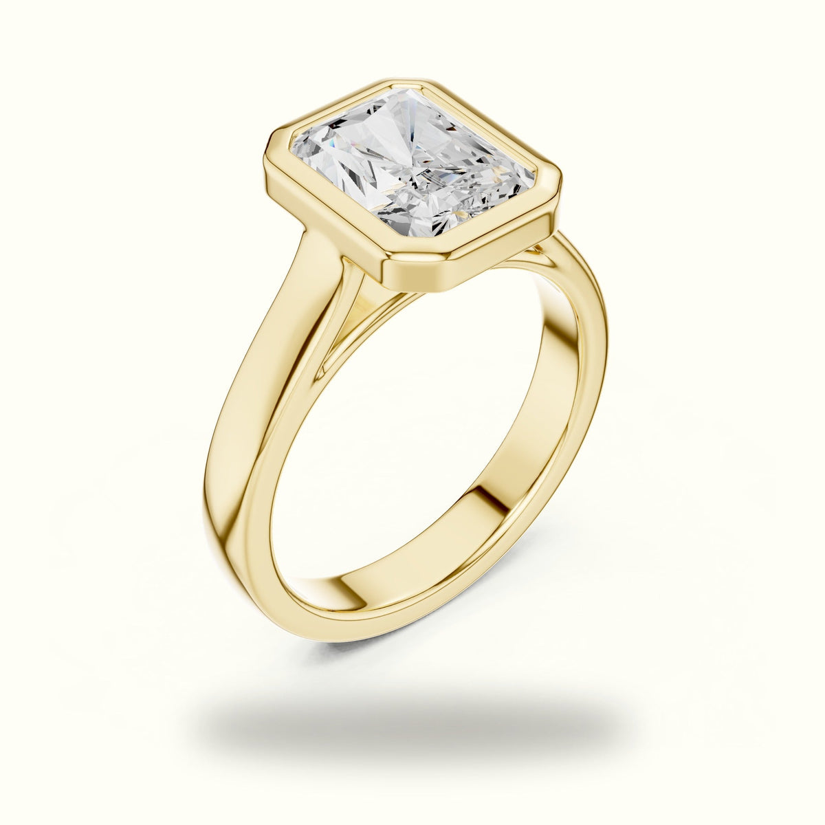 Radiant Bezel Lab-Grown Diamond Solitaire Ring — Yellow gold, view 2 | Crystal N Cuts