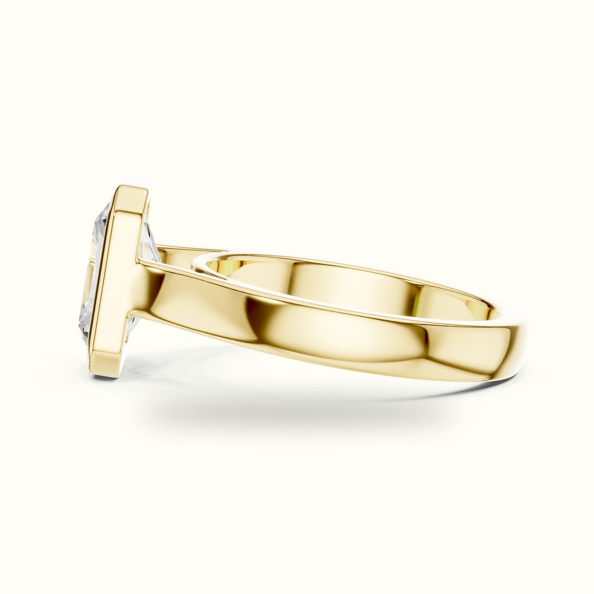 Radiant Bezel Lab-Grown Diamond Solitaire Ring — Yellow gold, view 3 | Crystal N Cuts