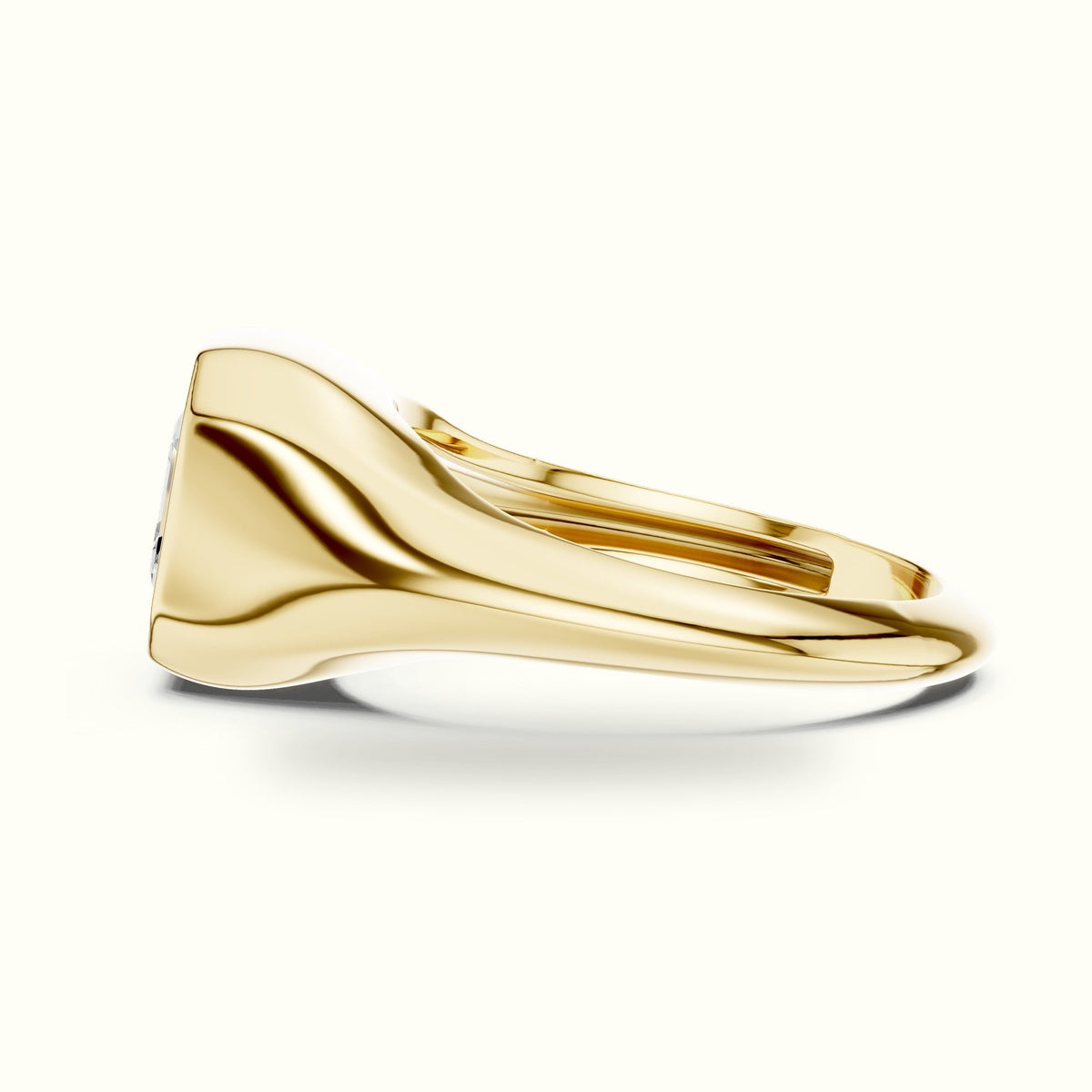 Asscher Bezel Lab-Grown Diamond Solitaire Ring — Yellow gold, view 3 | Crystal N Cuts