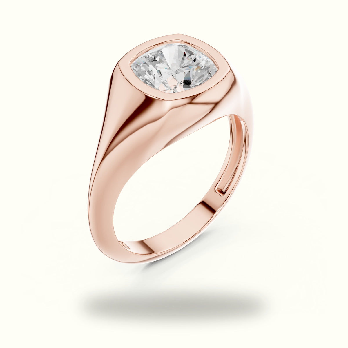 Cushion Bezel Solitaire Lab-Grown Diamond Ring — Rose gold, view 2 | Crystal N Cuts