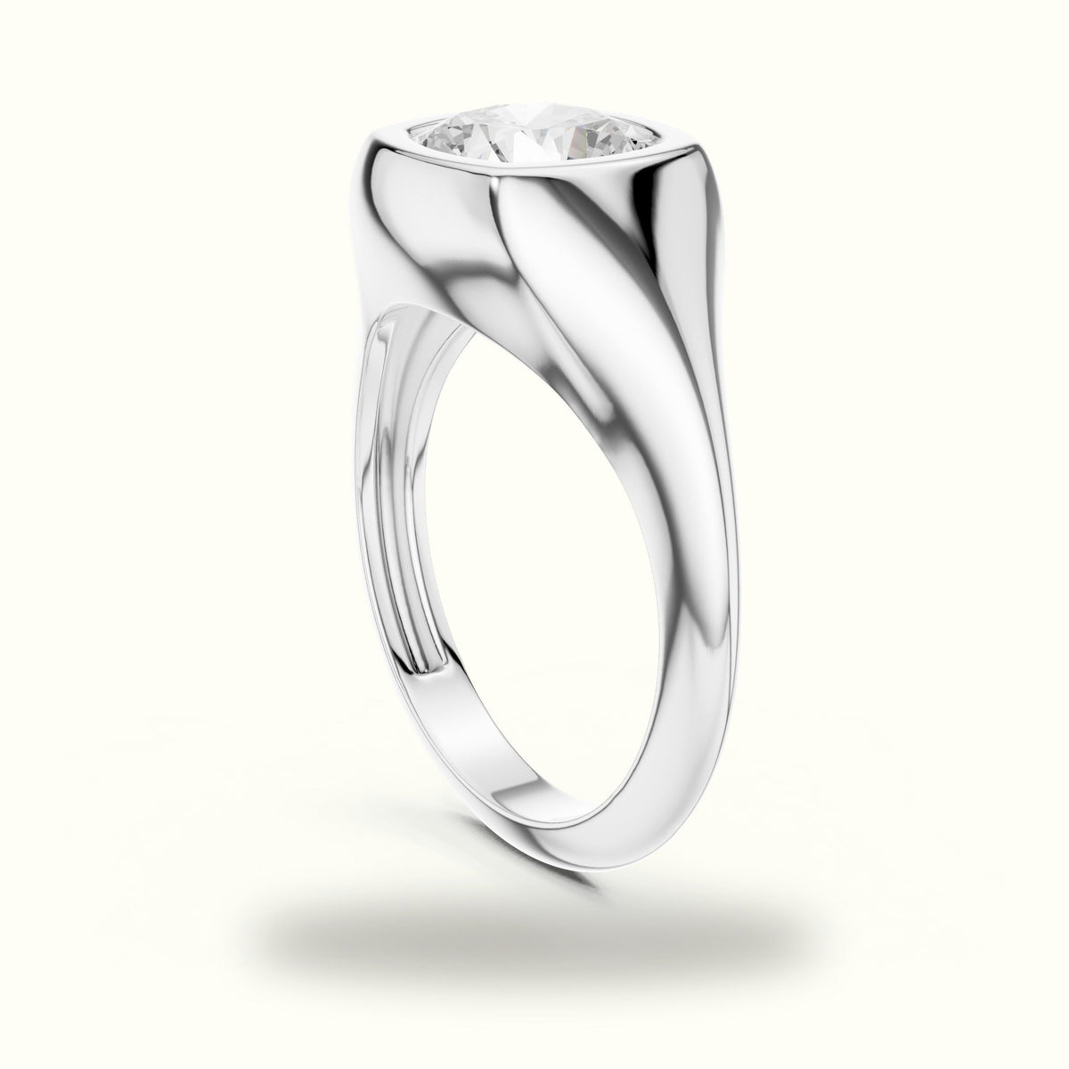 Cushion Bezel Solitaire Lab-Grown Diamond Ring — White gold, view 1 | Crystal N Cuts