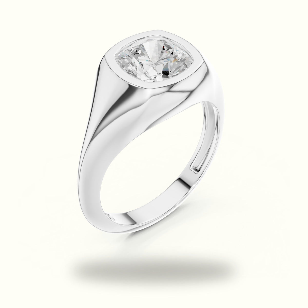 Cushion Bezel Solitaire Lab-Grown Diamond Ring — White gold, view 2 | Crystal N Cuts