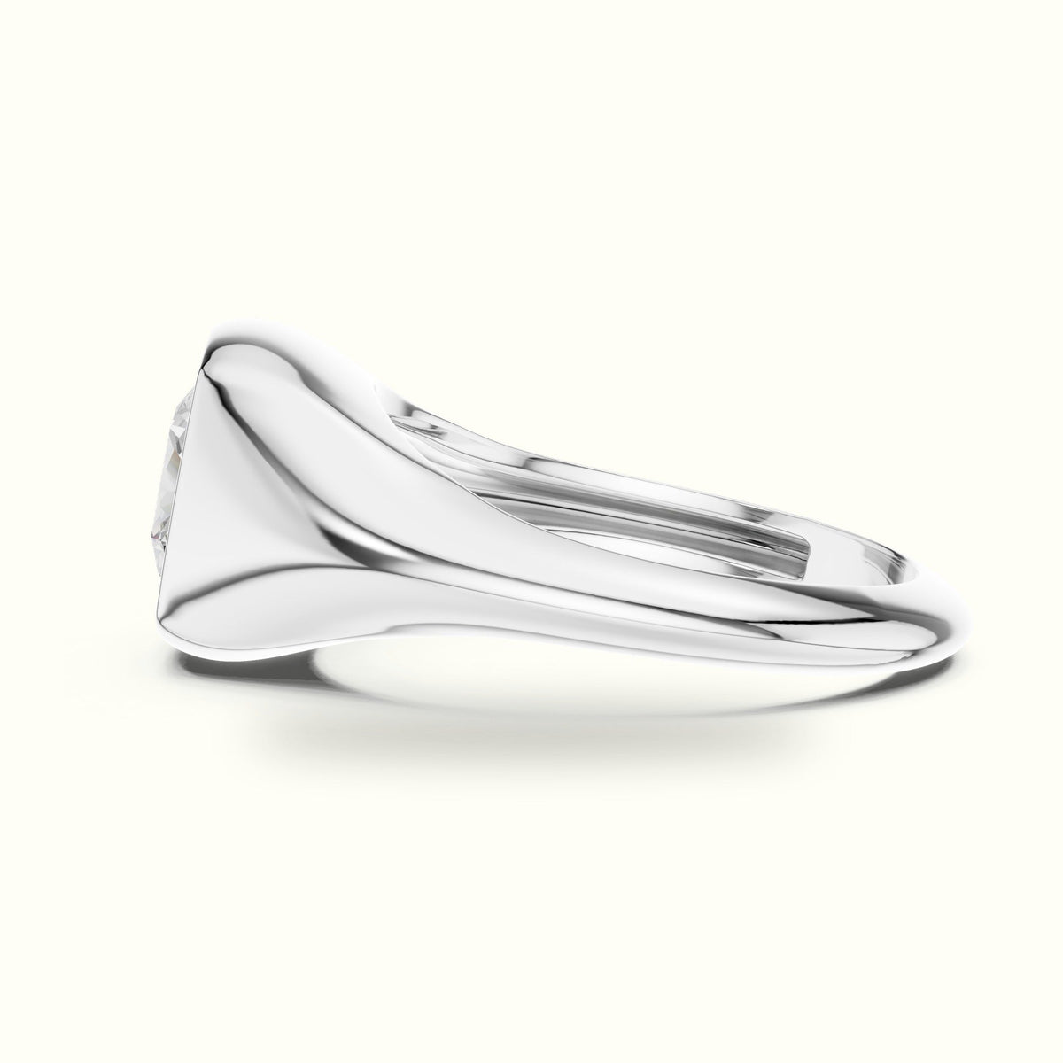 Cushion Bezel Solitaire Lab-Grown Diamond Ring — White gold, view 3 | Crystal N Cuts