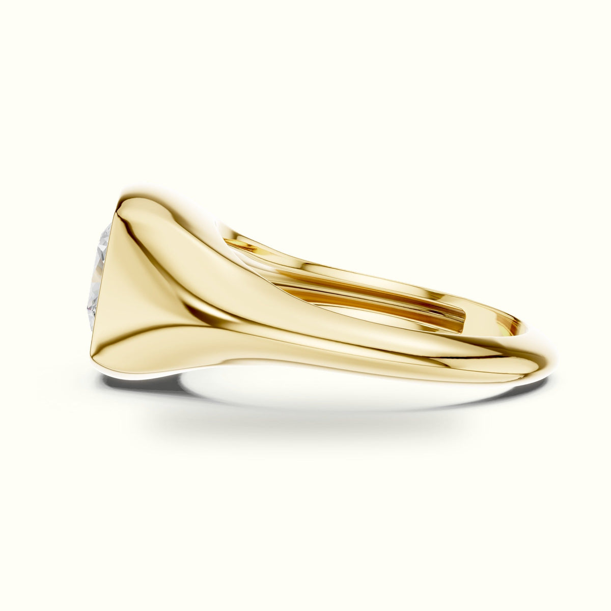 Cushion Bezel Solitaire Lab-Grown Diamond Ring — Yellow gold, view 3 | Crystal N Cuts