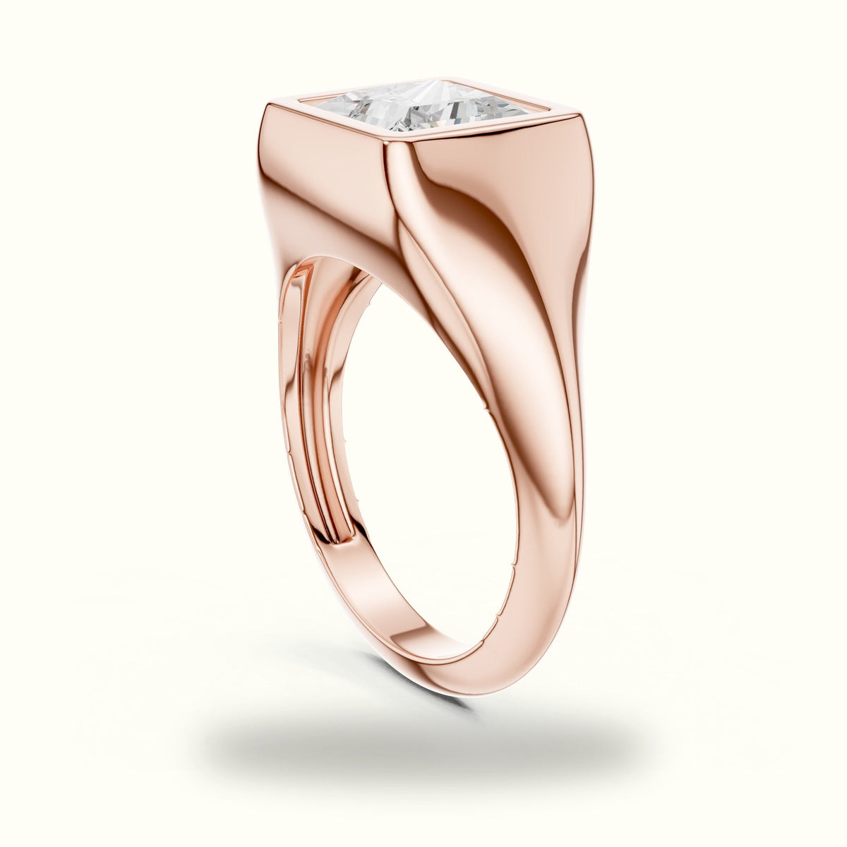 Princess Bezel Lab-Grown Diamond Solitaire Ring — Rose gold, view 1 | Crystal N Cuts