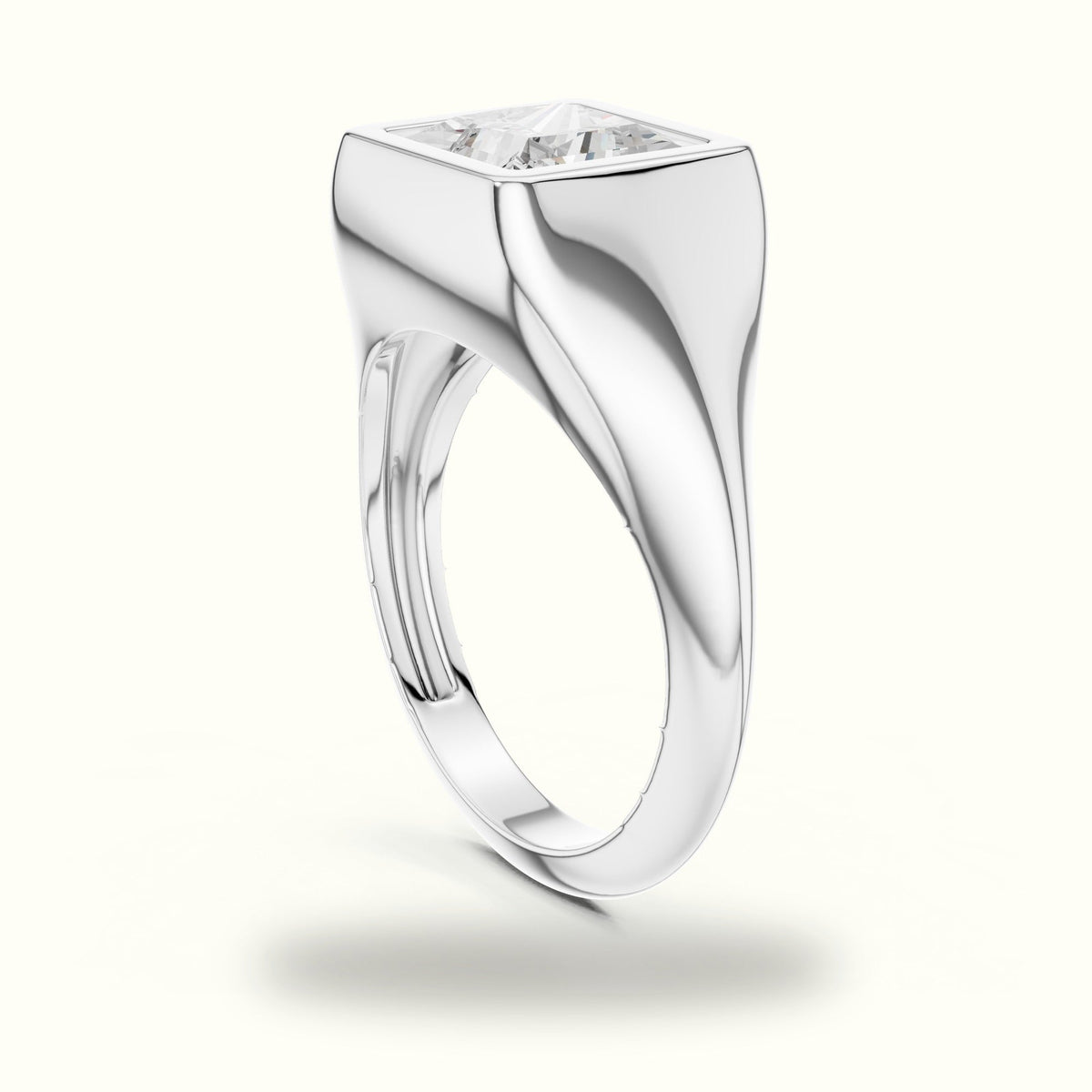 Princess Bezel Lab-Grown Diamond Solitaire Ring — White gold, view 1 | Crystal N Cuts
