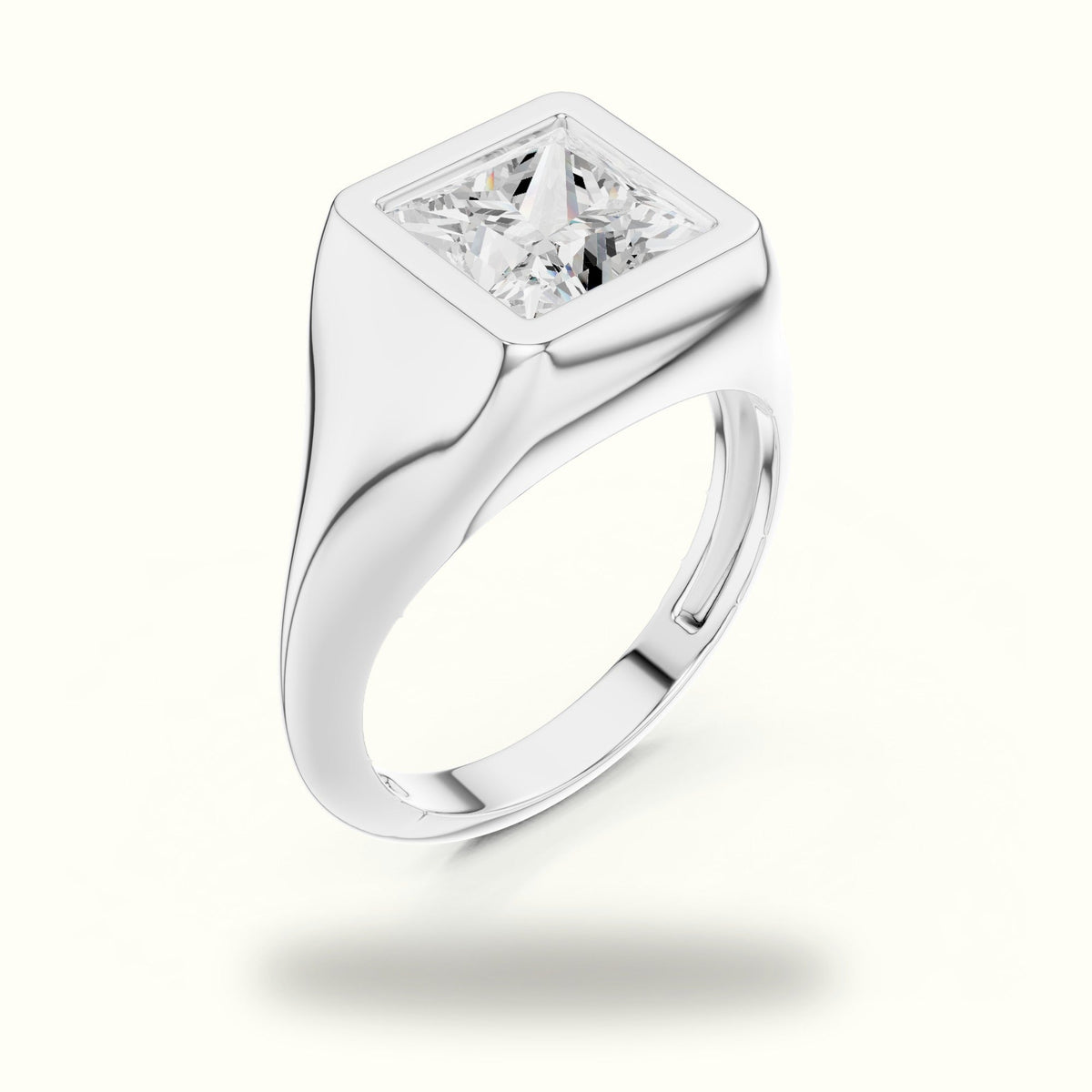 Princess Bezel Lab-Grown Diamond Solitaire Ring — White gold, view 2 | Crystal N Cuts