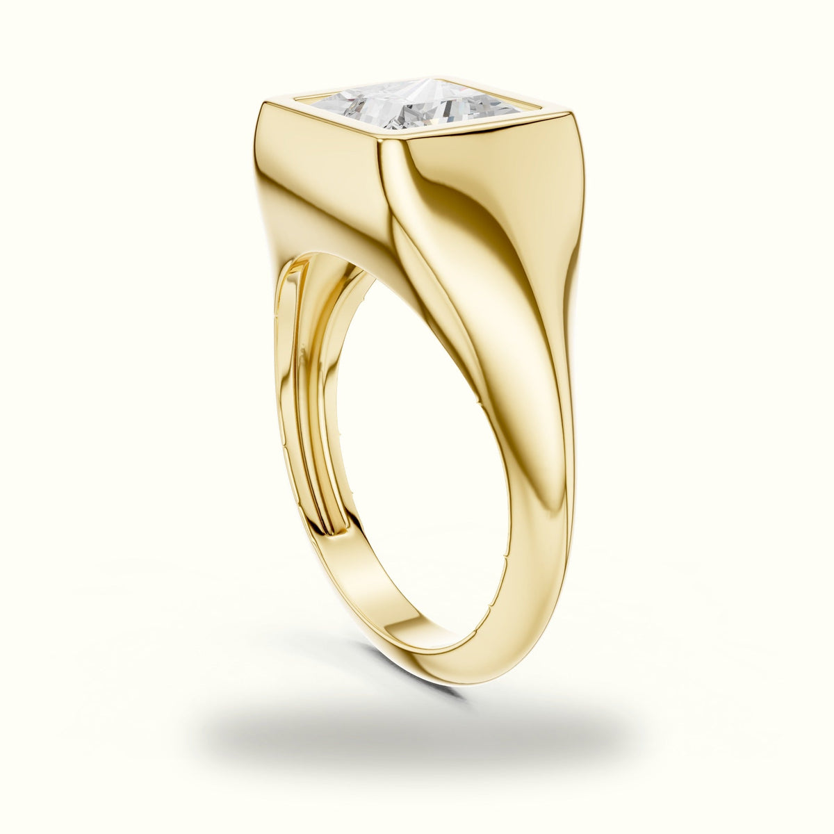 Princess Bezel Lab-Grown Diamond Solitaire Ring — Yellow gold, view 1 | Crystal N Cuts