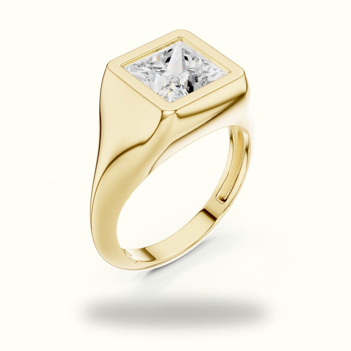 Princess Bezel Lab-Grown Diamond Solitaire Ring — Yellow gold, view 2 | Crystal N Cuts