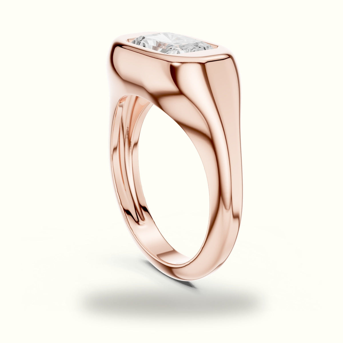 Radiant Bezel Lab-Grown Diamond Solitaire Ring — Rose gold, view 1 | Crystal N Cuts