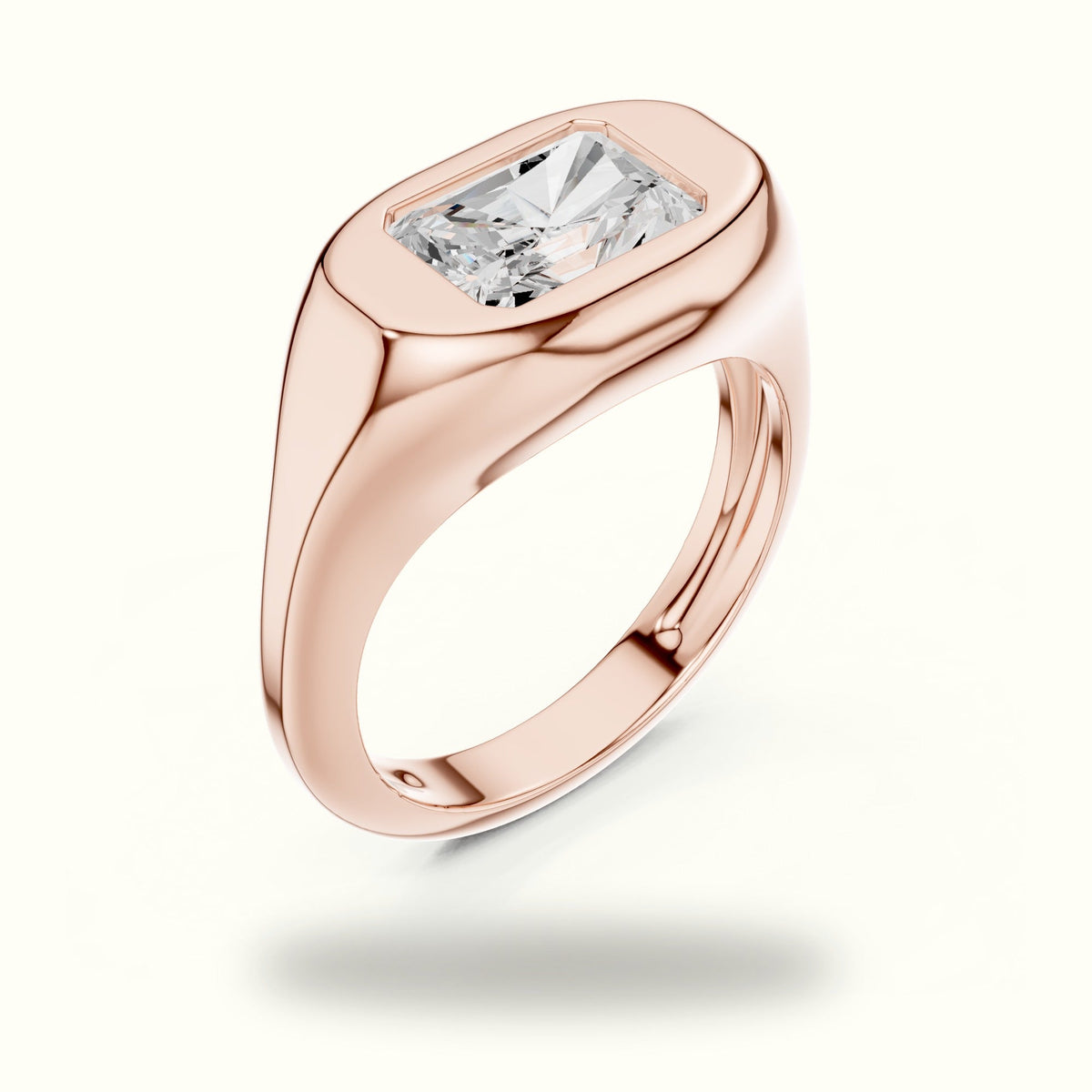 Radiant Bezel Lab-Grown Diamond Solitaire Ring — Rose gold, view 2 | Crystal N Cuts